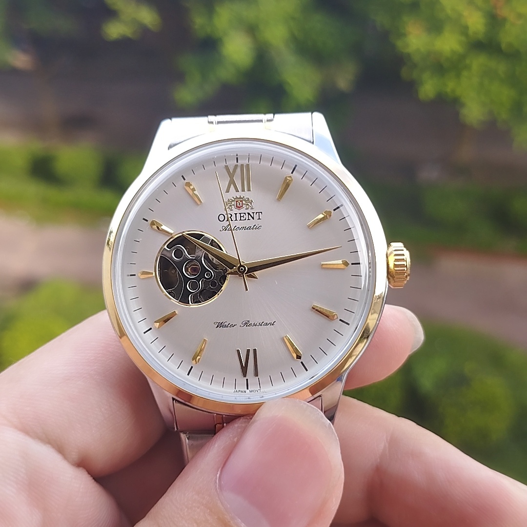 Đồng hồ cơ nam automatic Orient lộ cơ dây thép máy Nhật