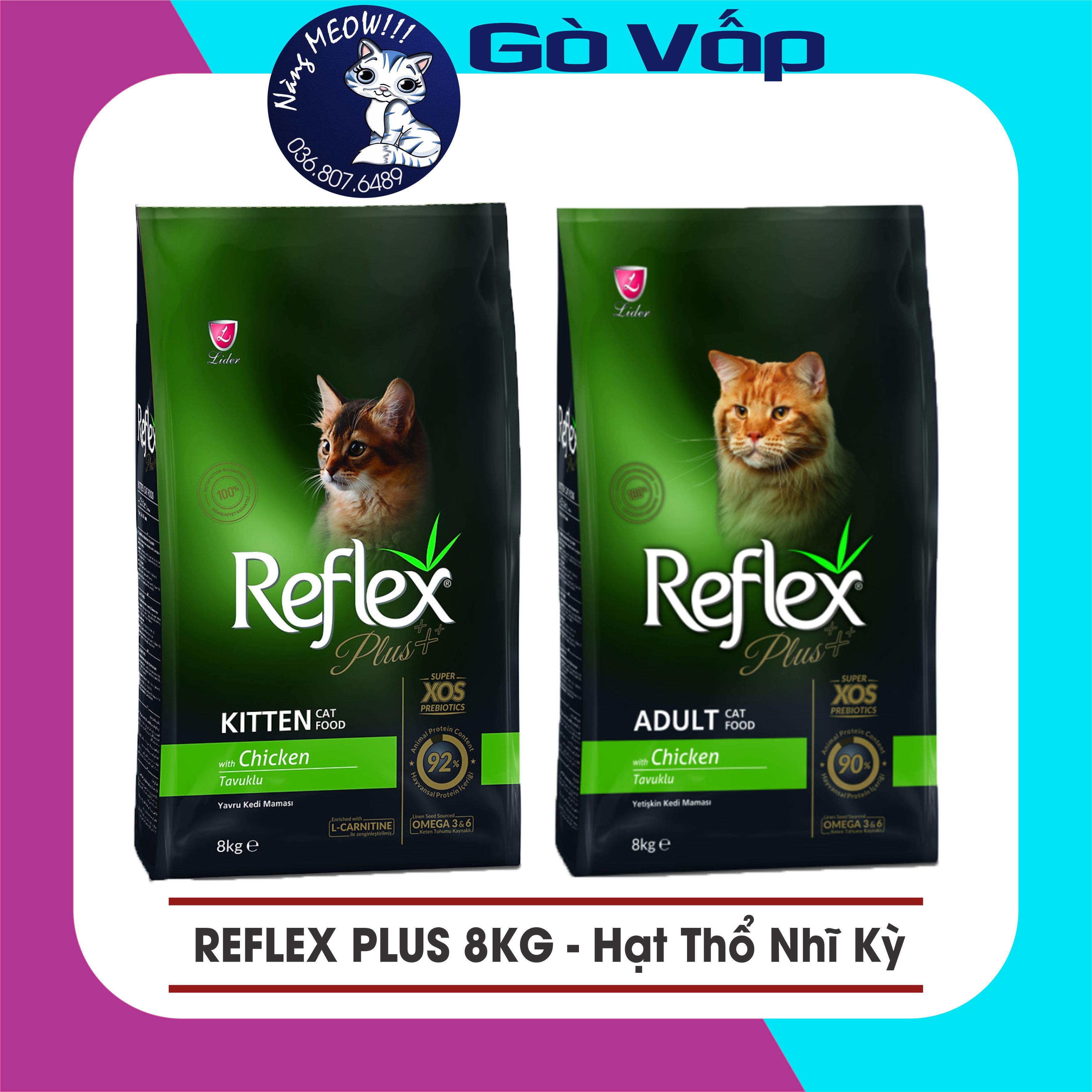 Hạt Reflex Plus cho mèo bao 8kg