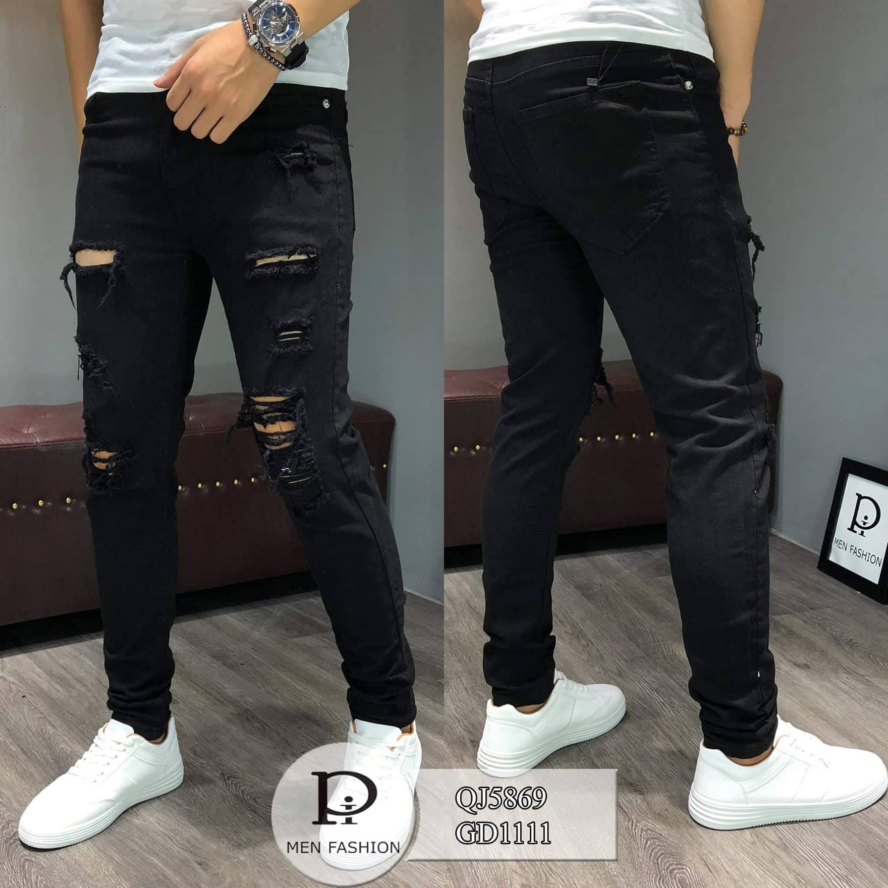 Quần jean nam cao cấp jean nam rách nhiều dài vải dày đẹp co giãn chất lượng from dáng như hình hàng chuẩn đẹp