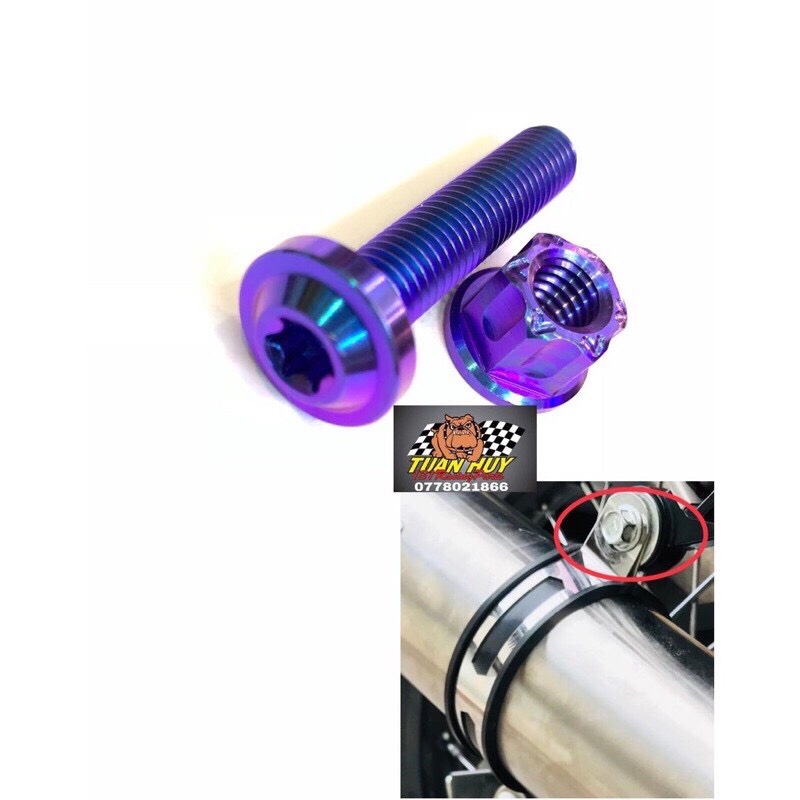 (1 Ốc + 1 Tán) Ốc gắn treo pô xe TITAN GR5 Sonic  Raider  Winner  Ex 150  Ex 11  Wave  Dream