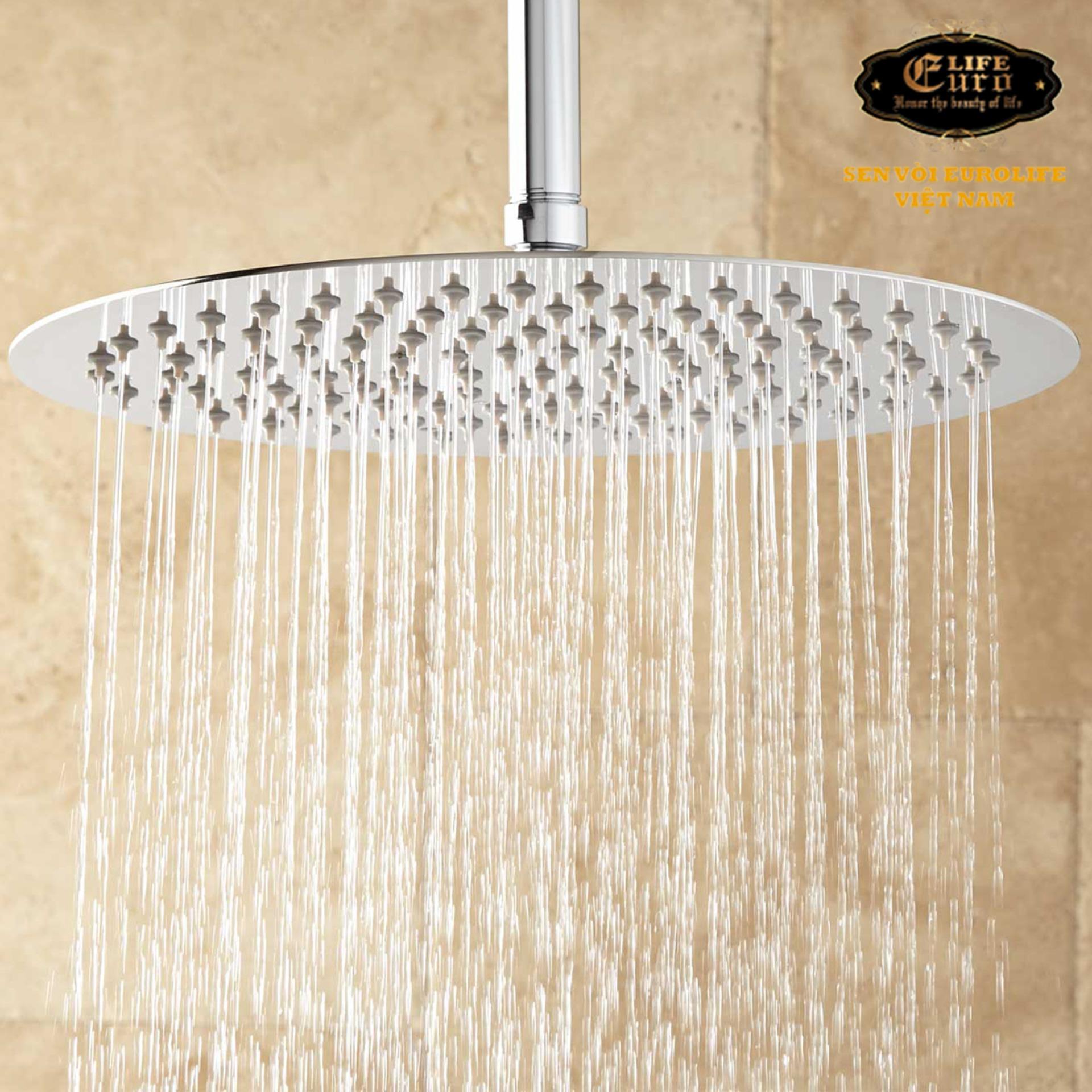 Đài sen tắm Inox SUS 304 Eurolife tròn EL-DST20 (Trắng vàng)