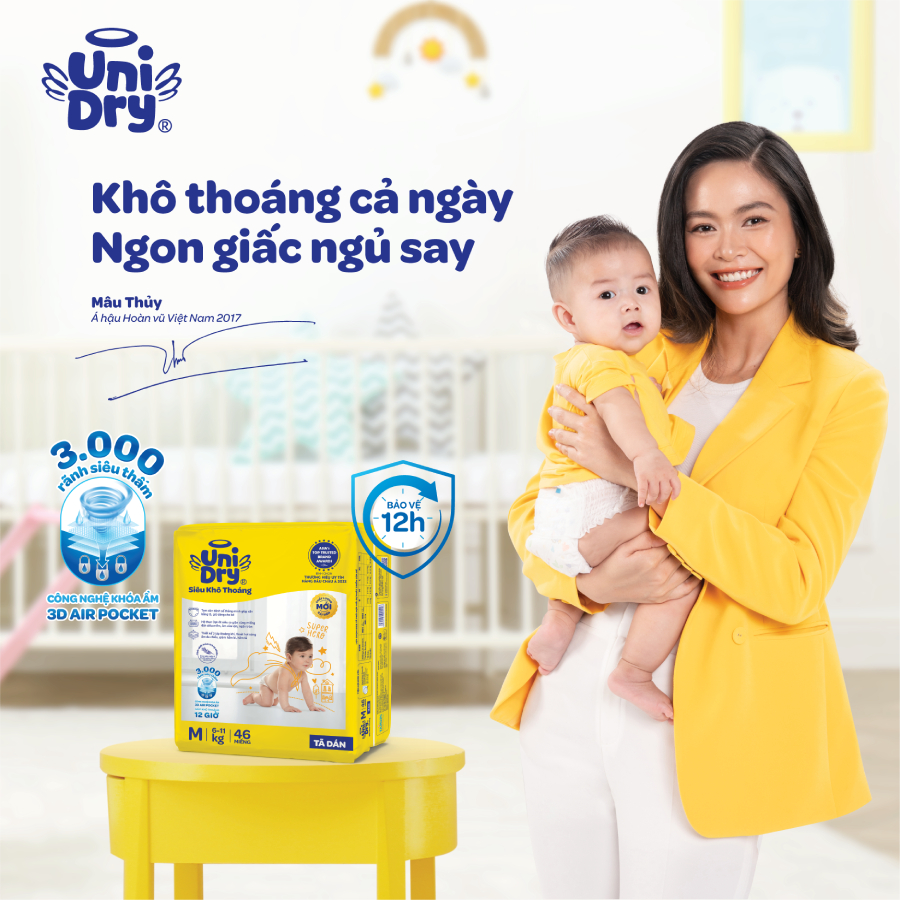 [HỎA TỐC 2H] Tã dán UniDry Siêu khô thoáng gói Super Jumbo mới size M76/L68/XL62