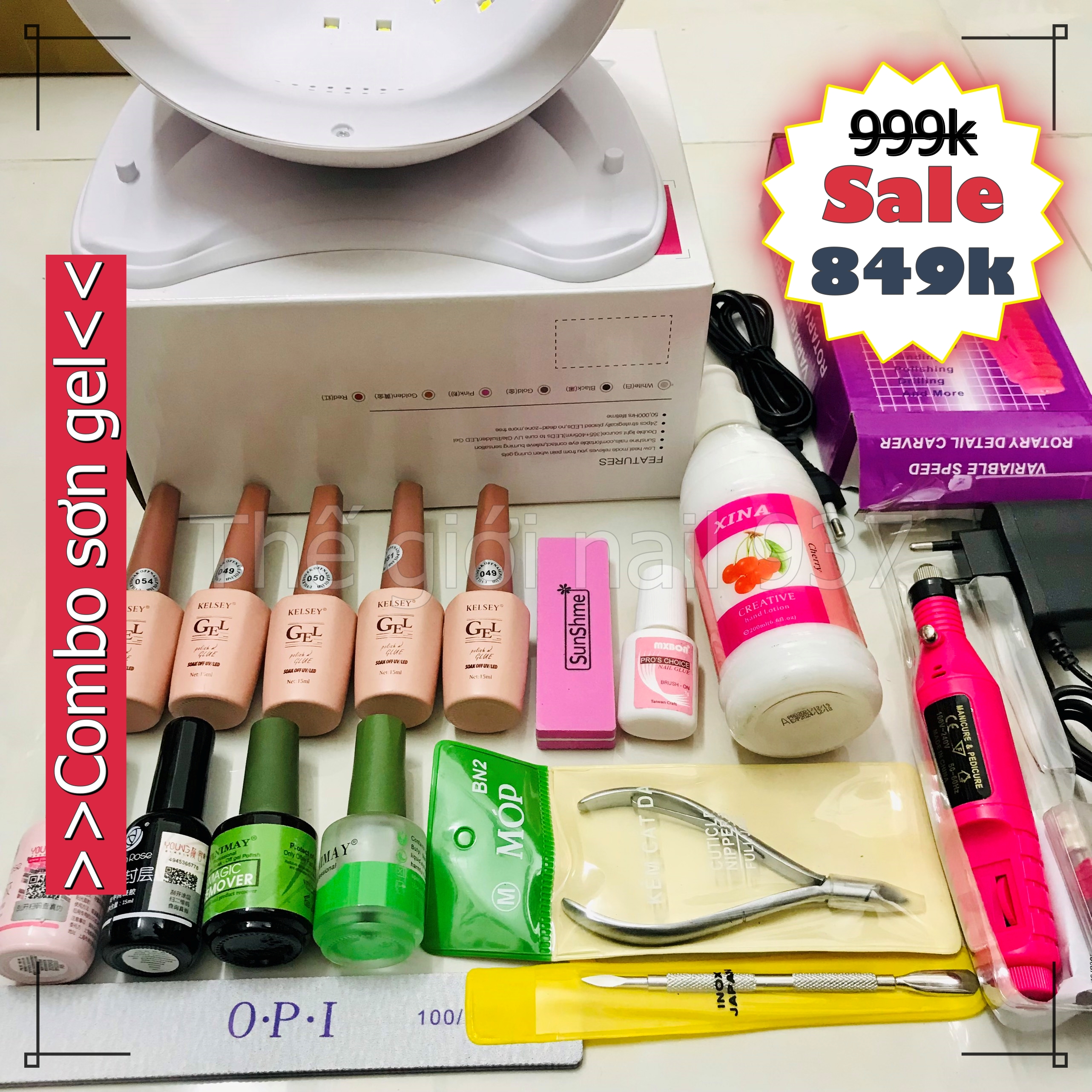 Combo đồ làm nail cơ bản 849k - (Combo làm sơn gel cá nhân ) - Mini Nails