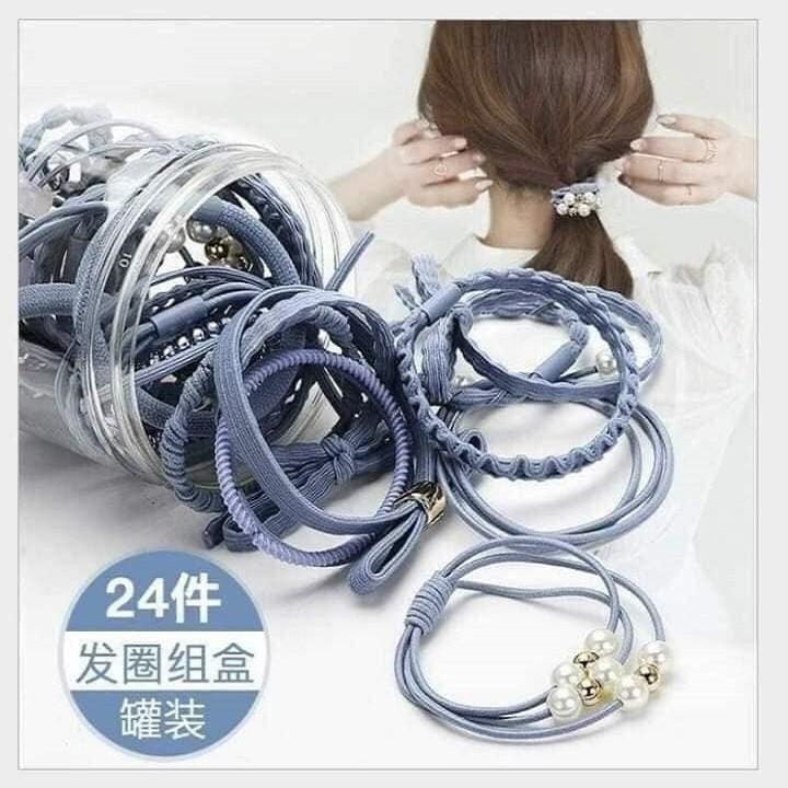 Thun cột tóc 12 sợi - thun cột tóc 12 kiểu - thun cột tóc dễ thương