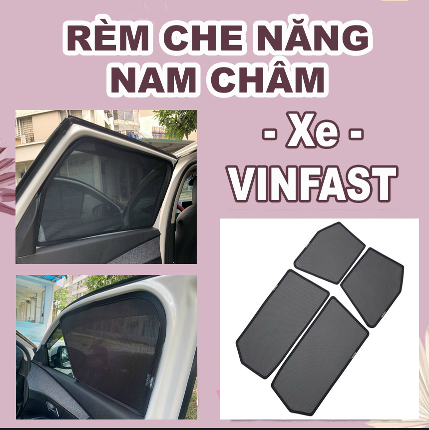 Rèm Che Nắng Nam Châm Xe VINFAST- Bộ 4 Tấm, Khung Rèm Tích Hợp Sẵn Nam Châm, Vừa Zin Cho Xe, Tháo Lắp Đơn Giản Che Nắng Hiệu Quả