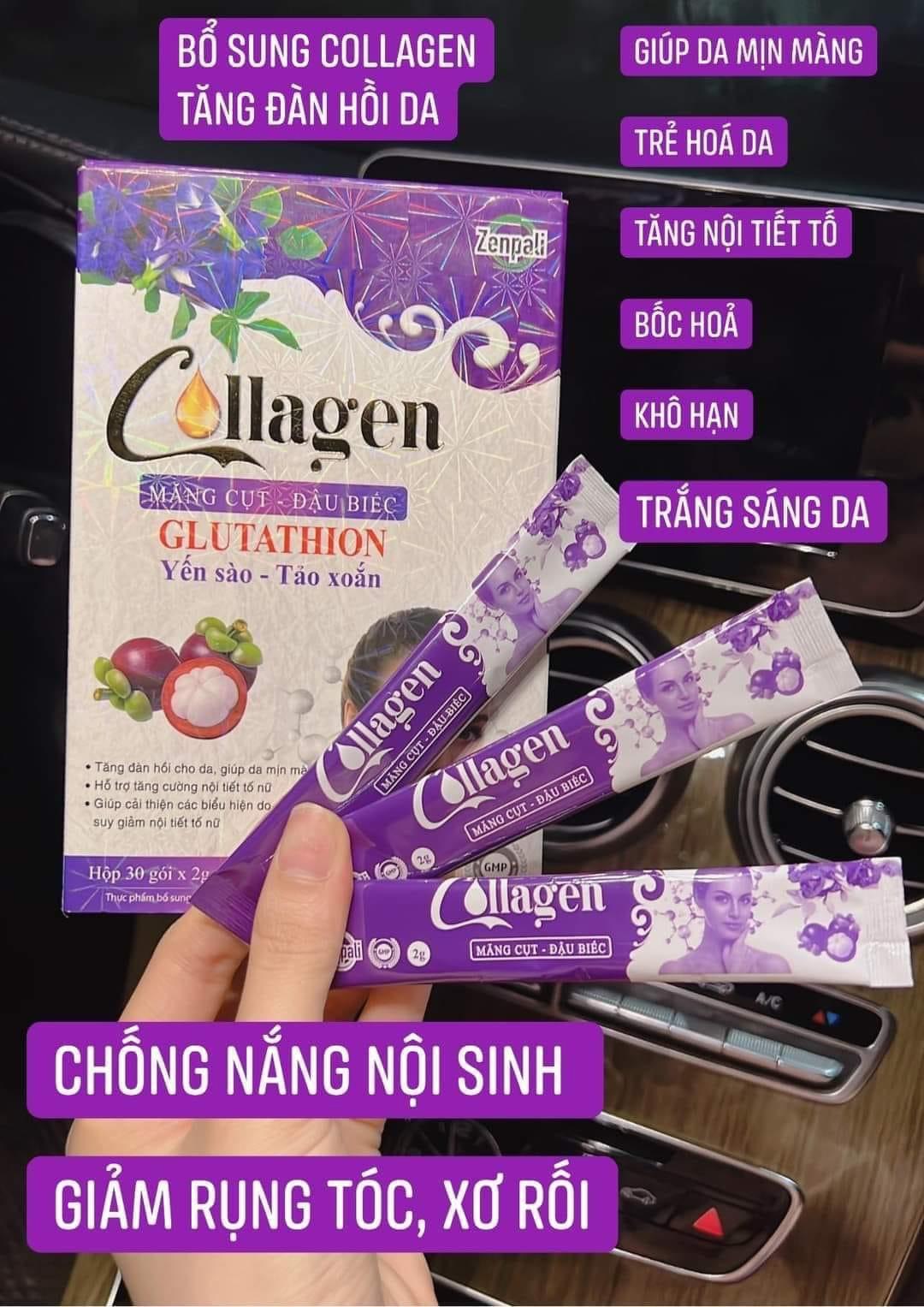 [CHÍNH HÃNG] Collagen Măng Cụt Đậu Biếc Zenpali (30 gói) - Cốm uống đẹp Da