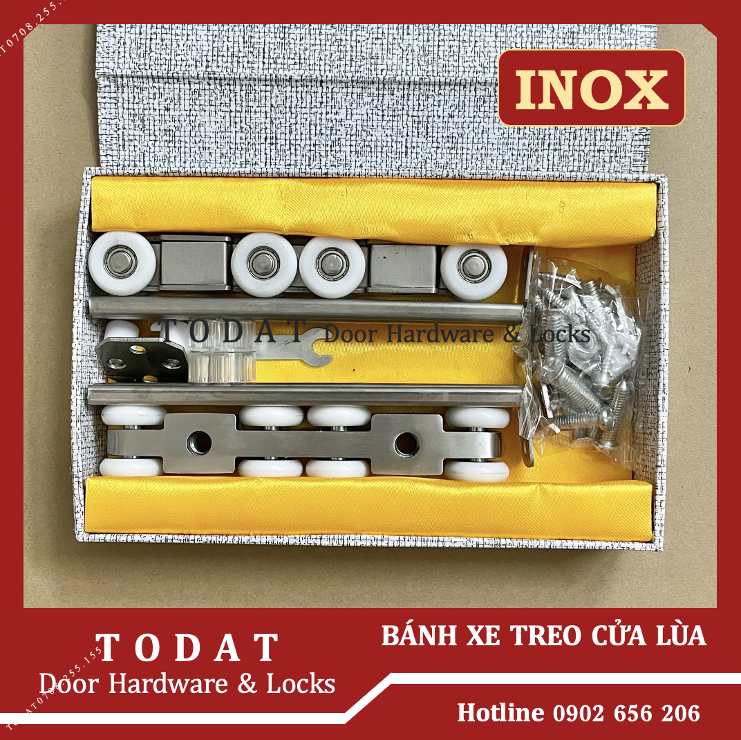 Bộ bánh xe treo tp inox cửa lùa nhôm 4 bánh, 8 bánh - con trượt bánh xe cửa lùa inox