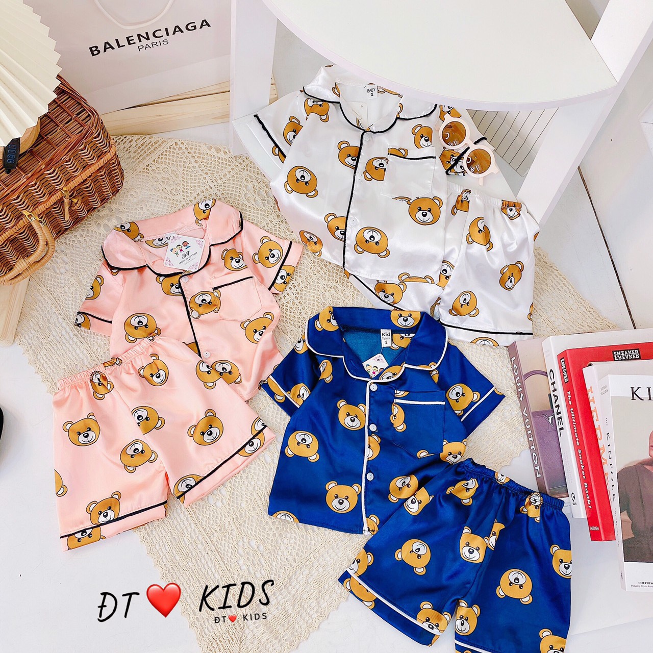 Bộ PIJAMA LỤA LOẠI 1, IN 3D CHO BÉ TRAI BÉ GÁI