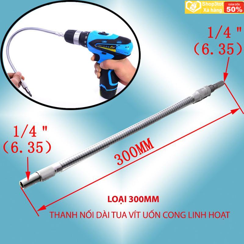 Thanh nối dài tua vít uốn cong linh hoạt, đầu lục giác 6.35 (chiều dài 20cm-30cm-40cm tùy chọn)