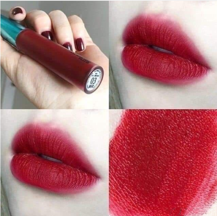 Son kem lì bbia màu 03 extra red - đỏ thuần, son bbia velvet lip tint hàn quốc