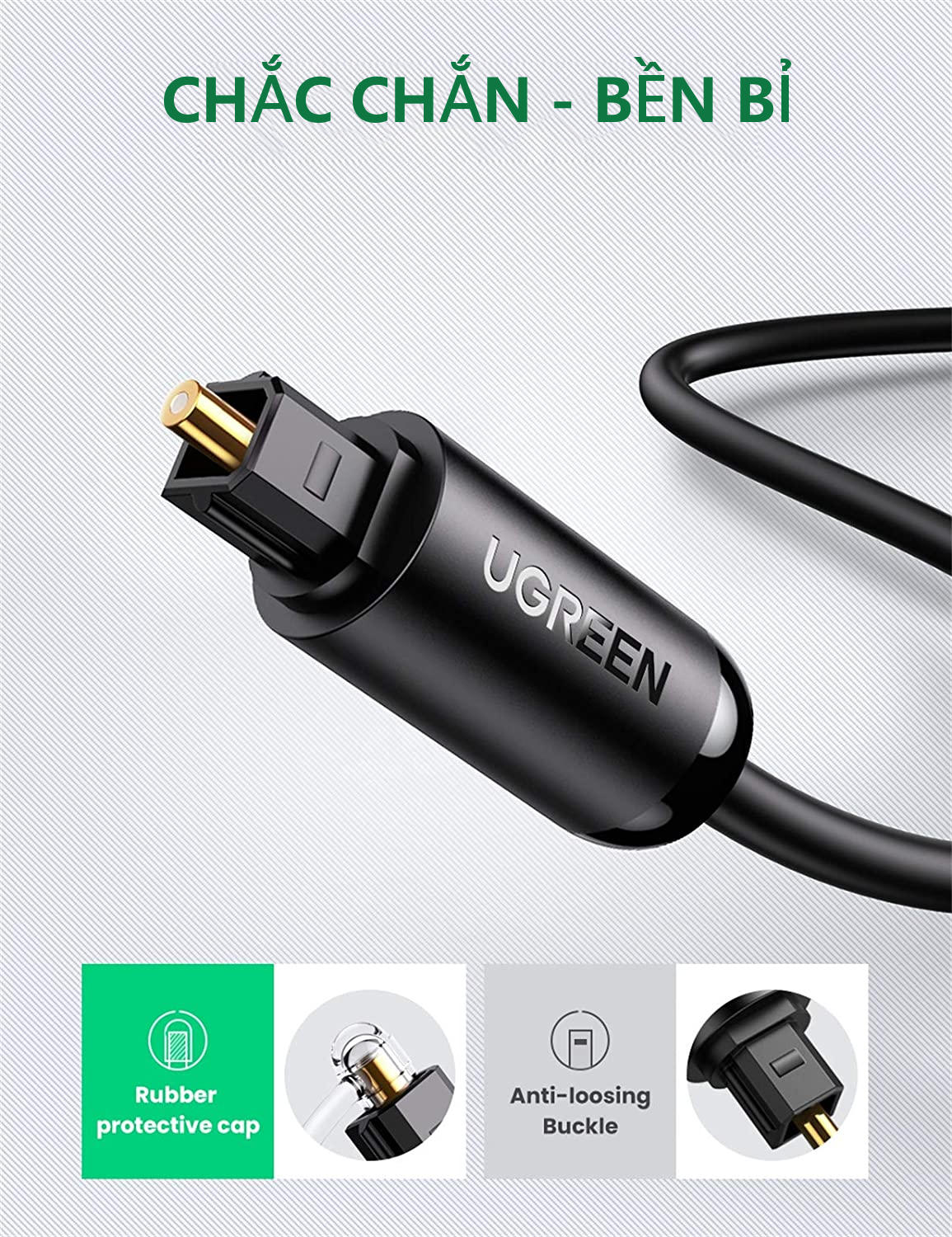 Cáp audio quang Toslink Optical hỗ trợ âm thanh 5.1/ 7.1 UGREEN