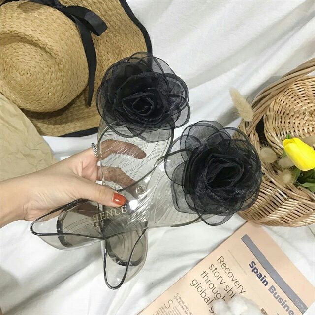 [HCM]Giày nhựa nơ hoa hồng chọn lùi 1 size