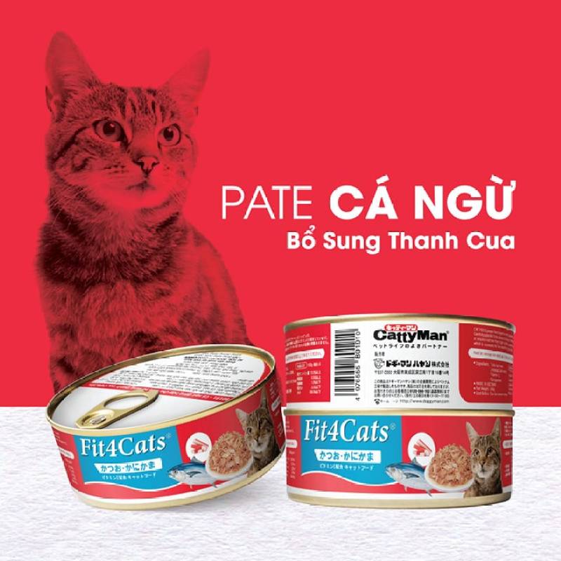 Pa tê Cá ngừ topping cá hồi cho mèo Fit4Cats Cattyman 160g