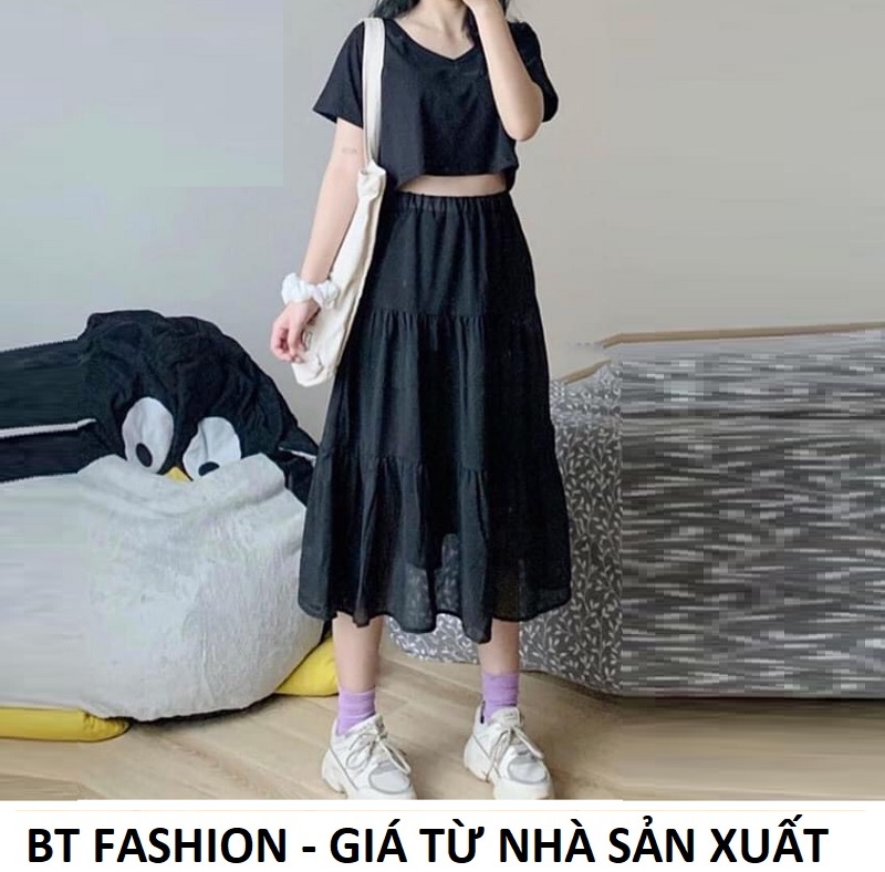 Chân Váy Dài Xòe Voan Duyên Dáng Thời Trang HOT - BT Fashion (Có vải Lót bên trong) + Video, Hình Thật (VA01)