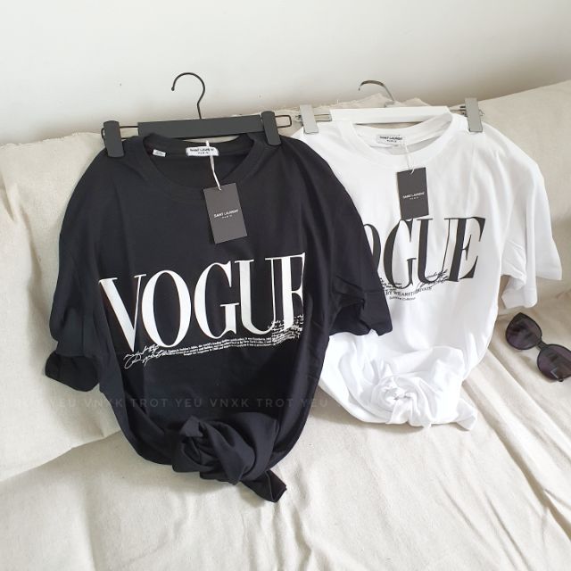 Áo thun vogue 2 màu trắng đen
