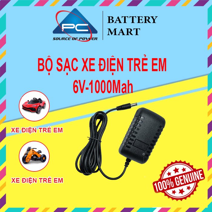 Sạc xe điện 6v-500mah/1000mah, dùng cho xe điện, xe máy điện trẻ em, có đèn báo sạc
