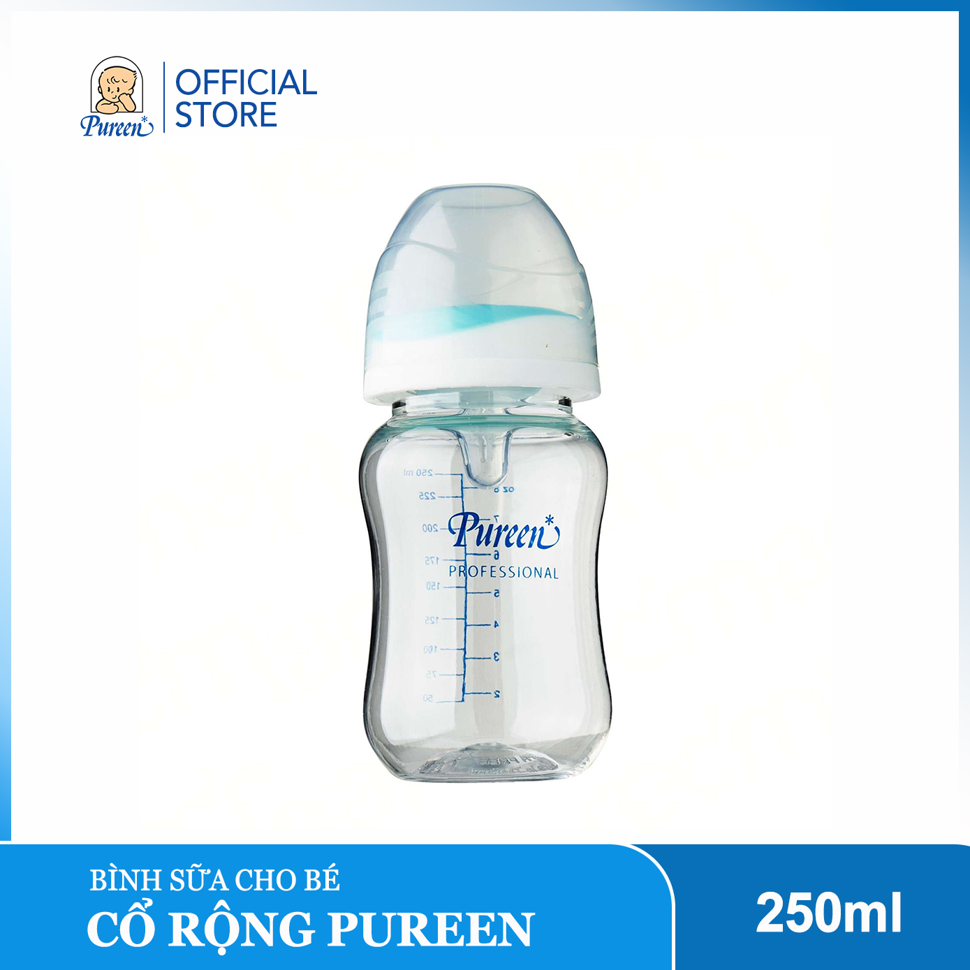 Bình sữa cổ rộng Pureen núm ty silicon - 120ml/250ml