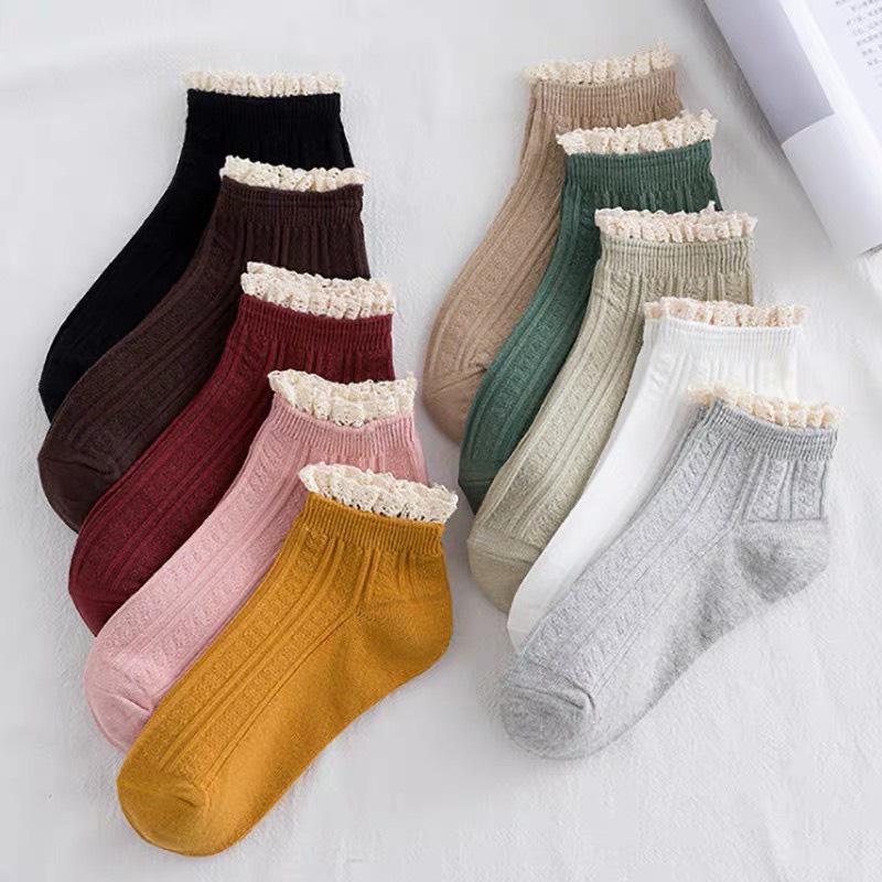 Tất vớ viền ren cổ ngắn nữ