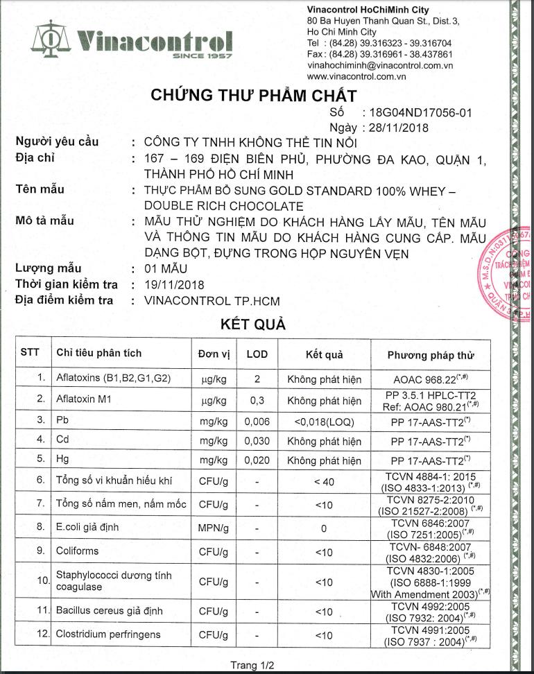 Thực phẩm bổ sung ON Isolate 5.02lb (2.28kg) Chocolate Shake
