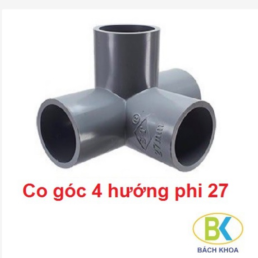 Set 10 cái co góc 4 hướng phi 27 nhựa siêu thành