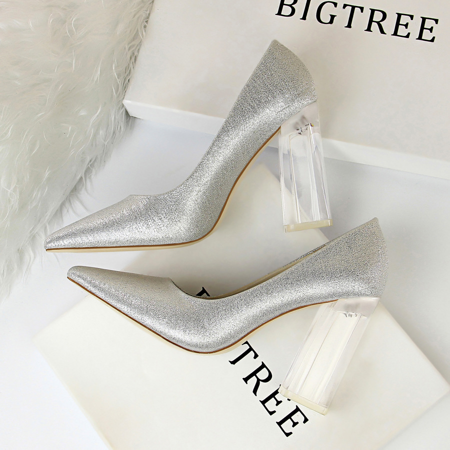 2993-1 high heels Bigtree Đế square transparent