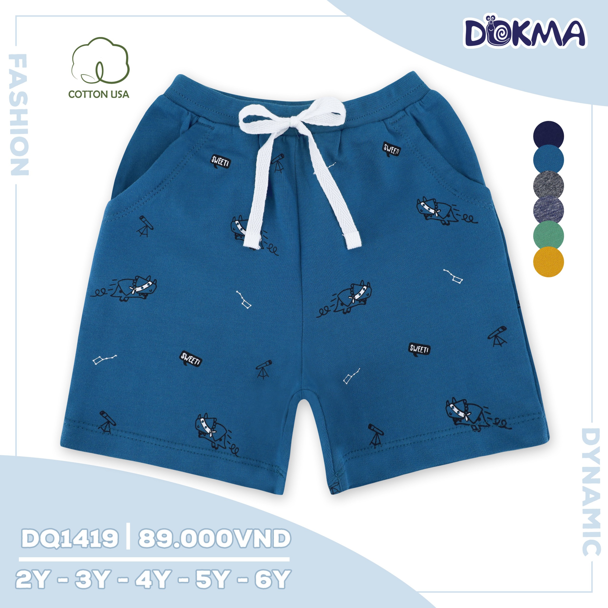 DQ1419 Quần ngố cotton da cá bé trai Dokma