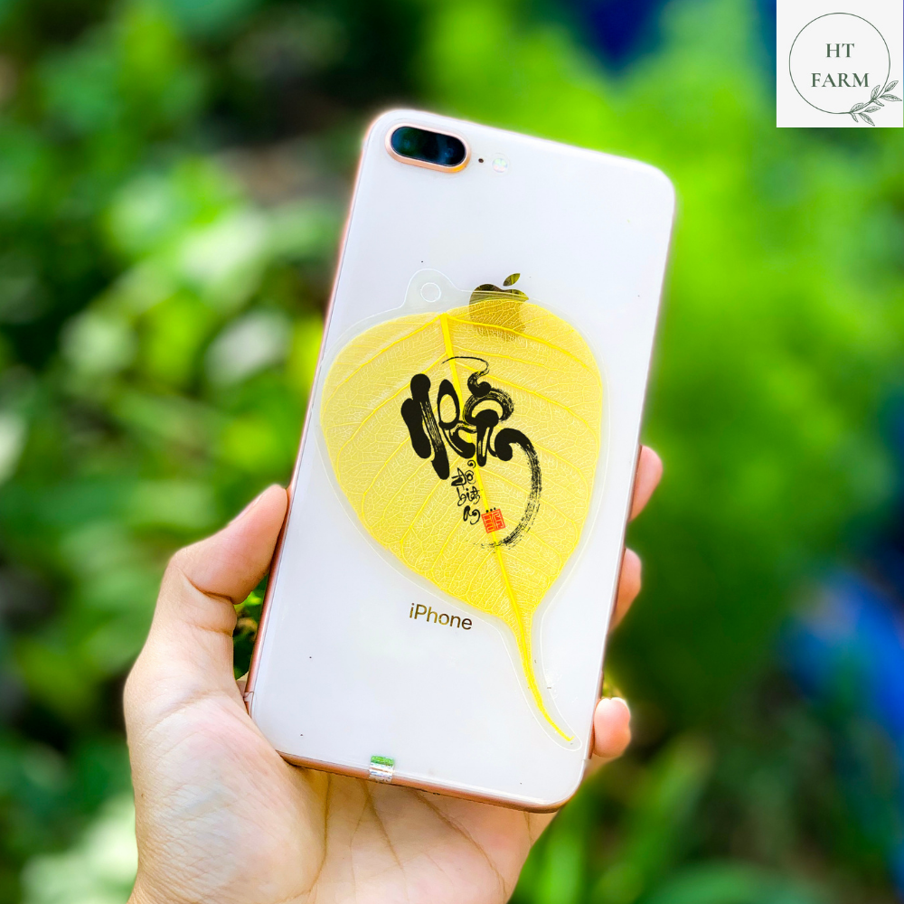 Lá Bồ Đề thư pháp - chữ Nhẫn (Cầu Bình An – May mắn, Ốp điện thoại, Hàng loại 1)