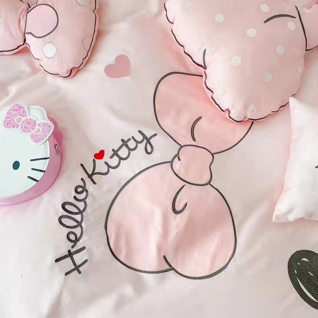 Bộ Chăn ga gối lụa 60s Kitty