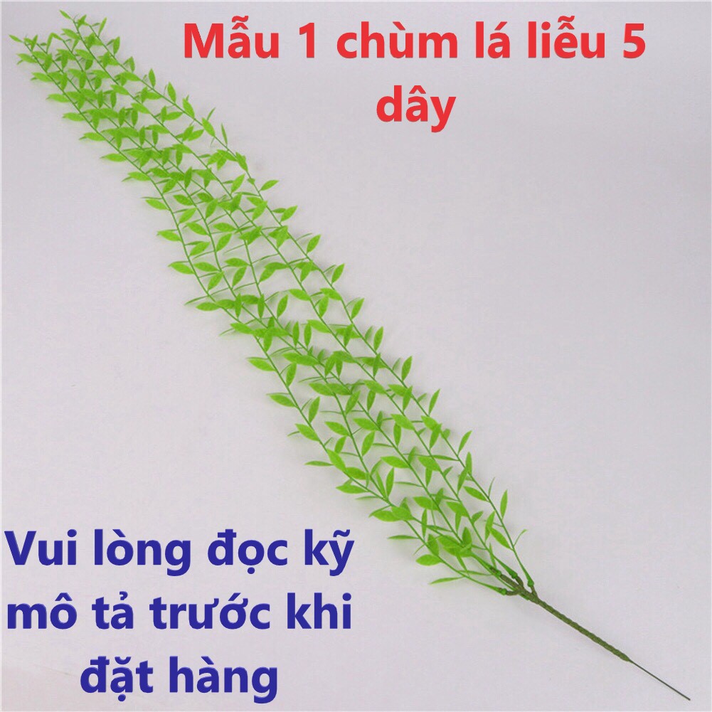 Chùm lá liễu giả 5 dây xanh mát trang trí nhà cửa, nhà hàng, quán cà phê đẹp - dây lá giả nhựa PVC decor, làm phụ kiện chụp ảnh (sợi dài 105cm)