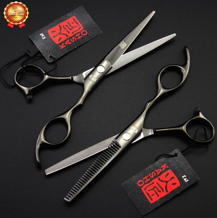 Bộ kéo cắt tóc Kasho HA 05 đen  (Tặng bao da và chỉnh kéo khi mua 2 cây )