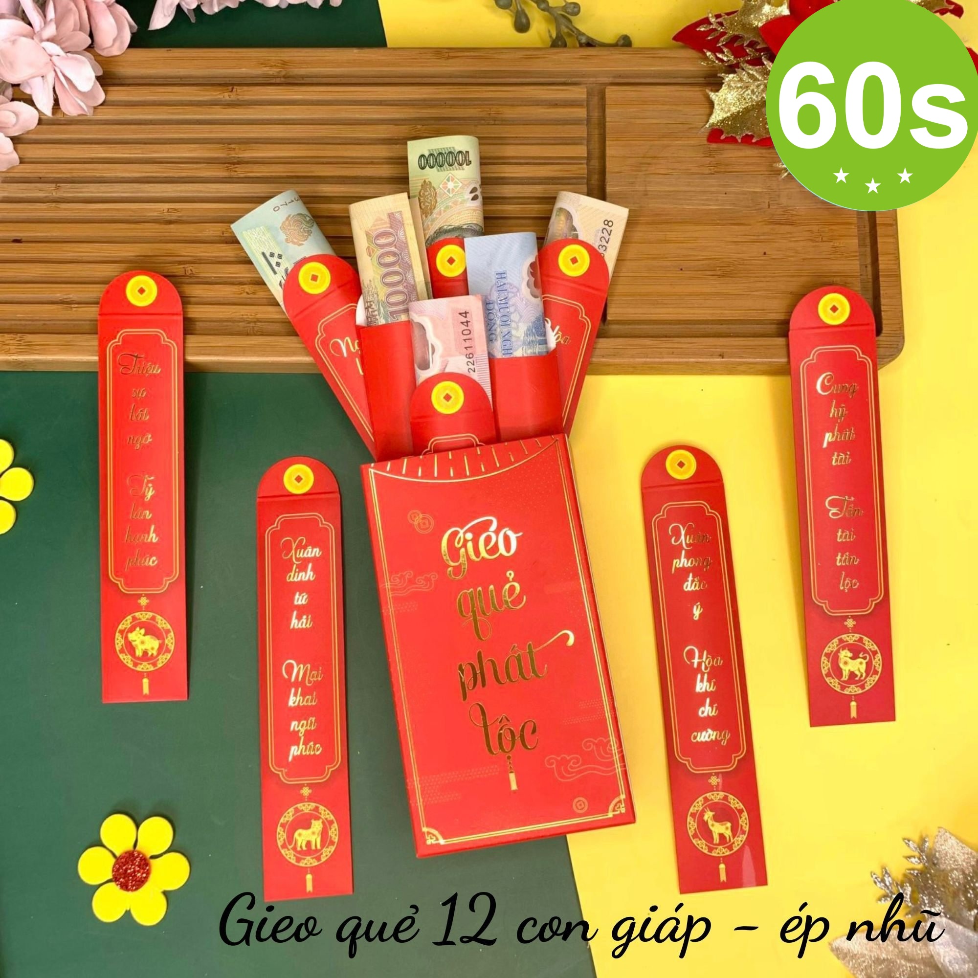 Bao lì xì Gieo quẻ 12 con giáp (xấp 12)