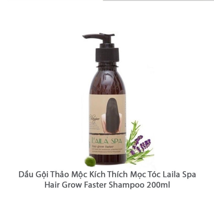 Bộ dầu gội xả thảo mộc laila spa kích thích mọc tóc hair grow faster shampoo & conditioner 200ml thái lan