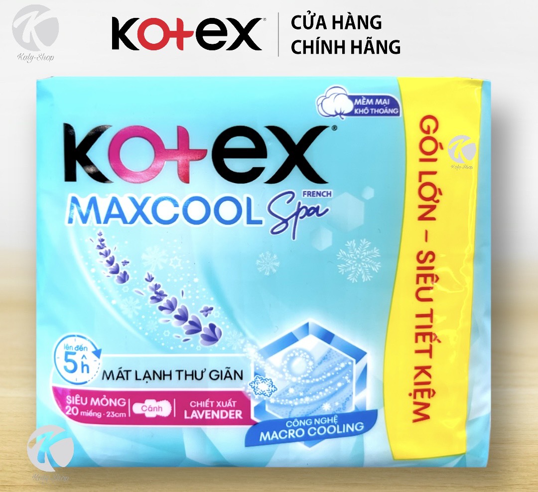 Combo 4 Gói Băng Vệ Sinh Kotex Max Cool Spa Siêu Mỏng Cánh 20 Miếng
