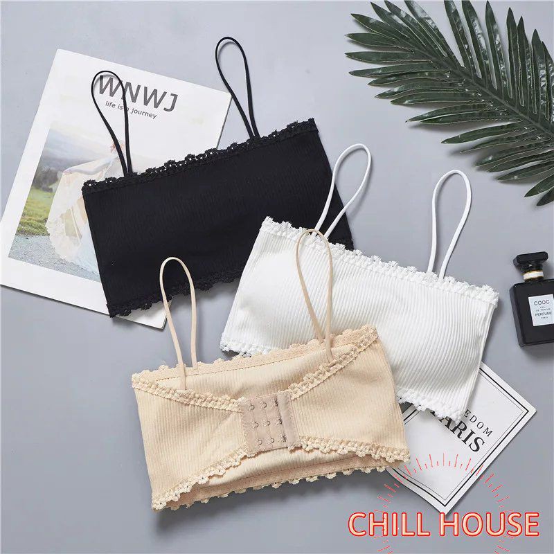 Áo bra cotton tăm viền ren cài sau siêu ms636 - chillhouse