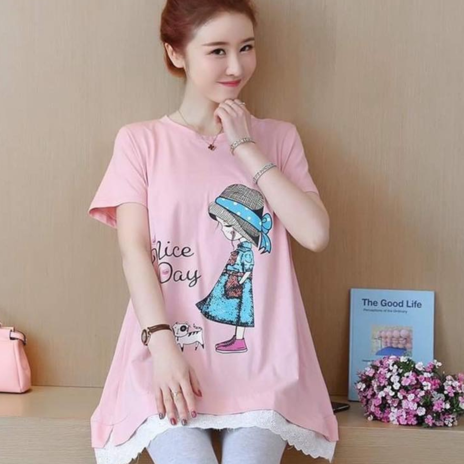 Áo bầu hè cộc tay chất đũi mát mịn( kèm ảnh thật)