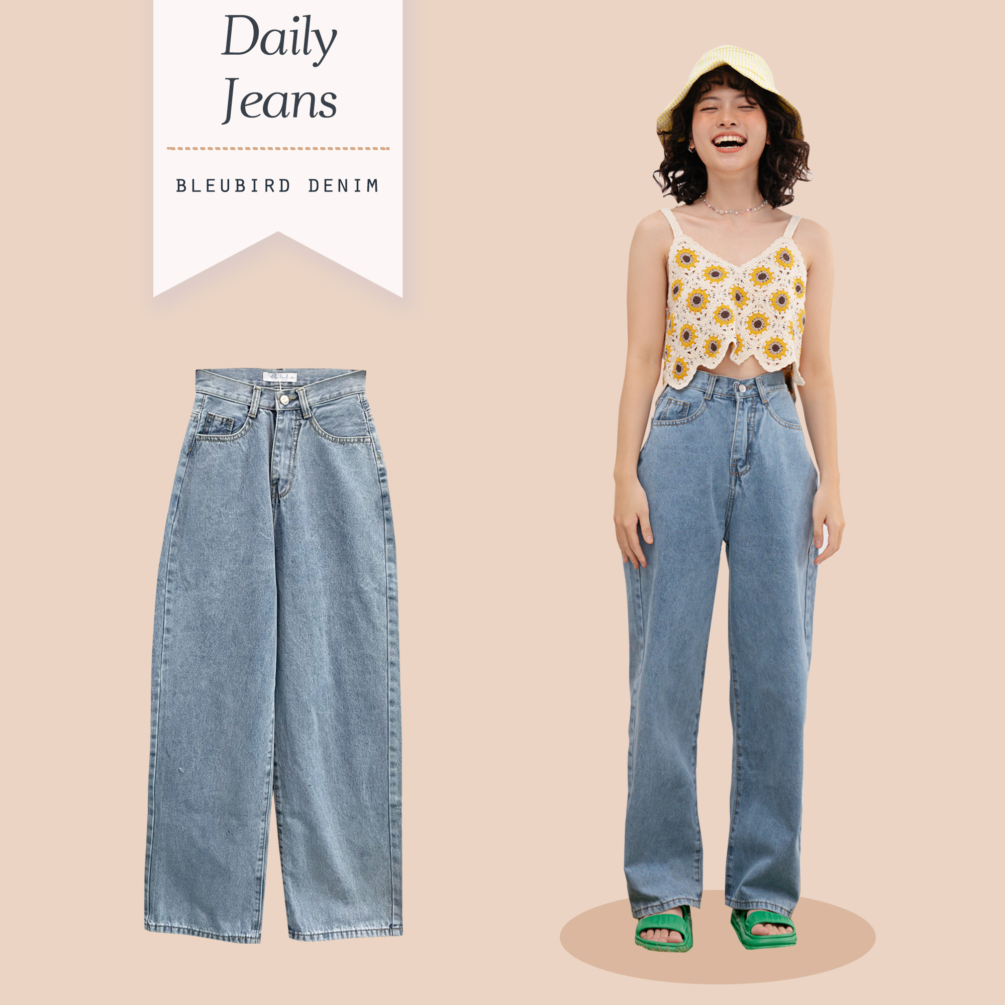 BLEUBIRD Quần jeans dáng suông DAILY JEANS