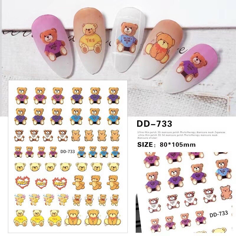 Sticker hình dán móng gấu teddy siêu hot