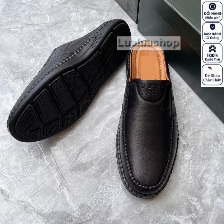 Giày sục nam da thật L82. Bảo hành 12 tháng