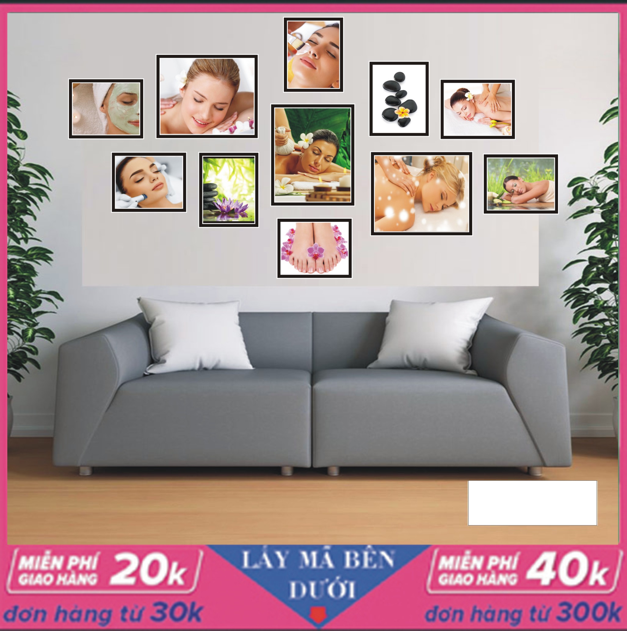 Tranh decor spa 12 fomex combo 11 bức khổ lớn dán tuong trang trí - nghệ thuật-