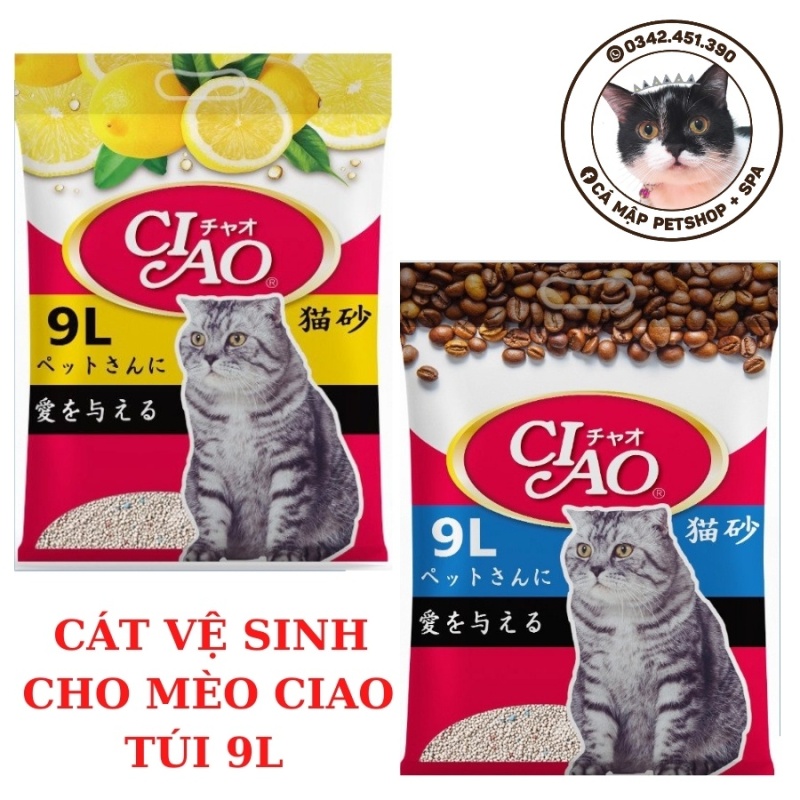 Cát vệ sinh cho mèo CIAO túi 9L, Cát vệ sinh cho mèo thấm hút khử mùi xuất xứ Nhật Bản