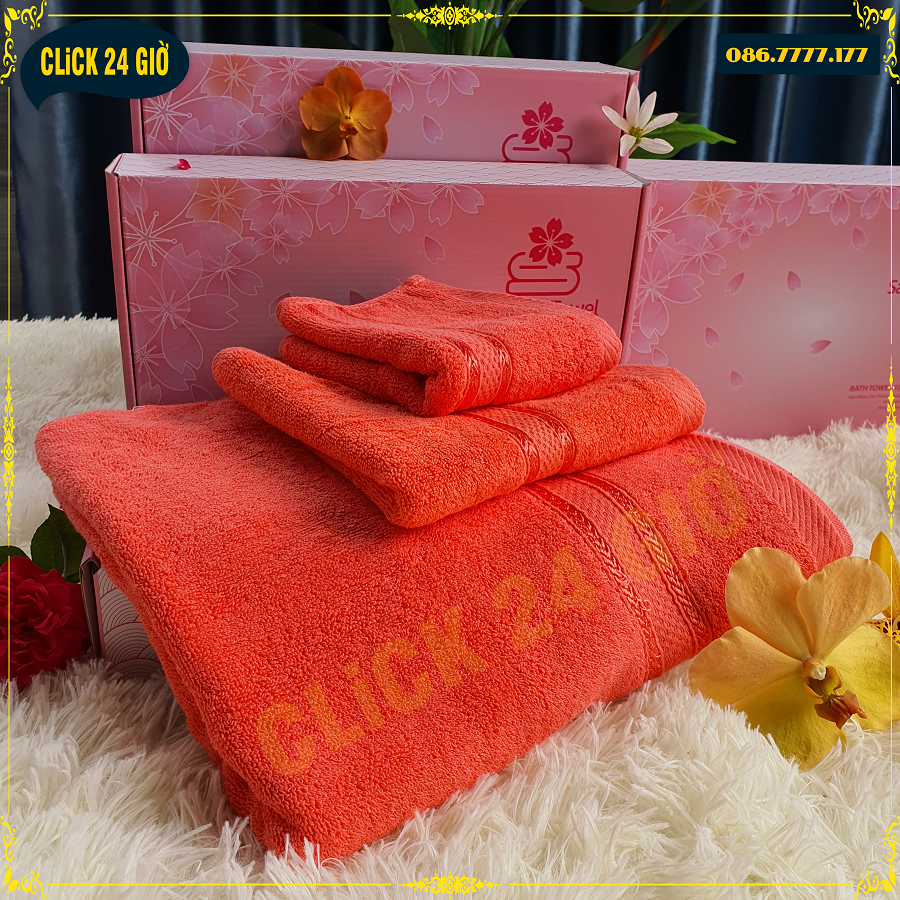 [HÀNG HOT] HỘP 3 KHĂN NHẬT SAKURA CAO CẤP - 5 MÀU LỰA CHỌN