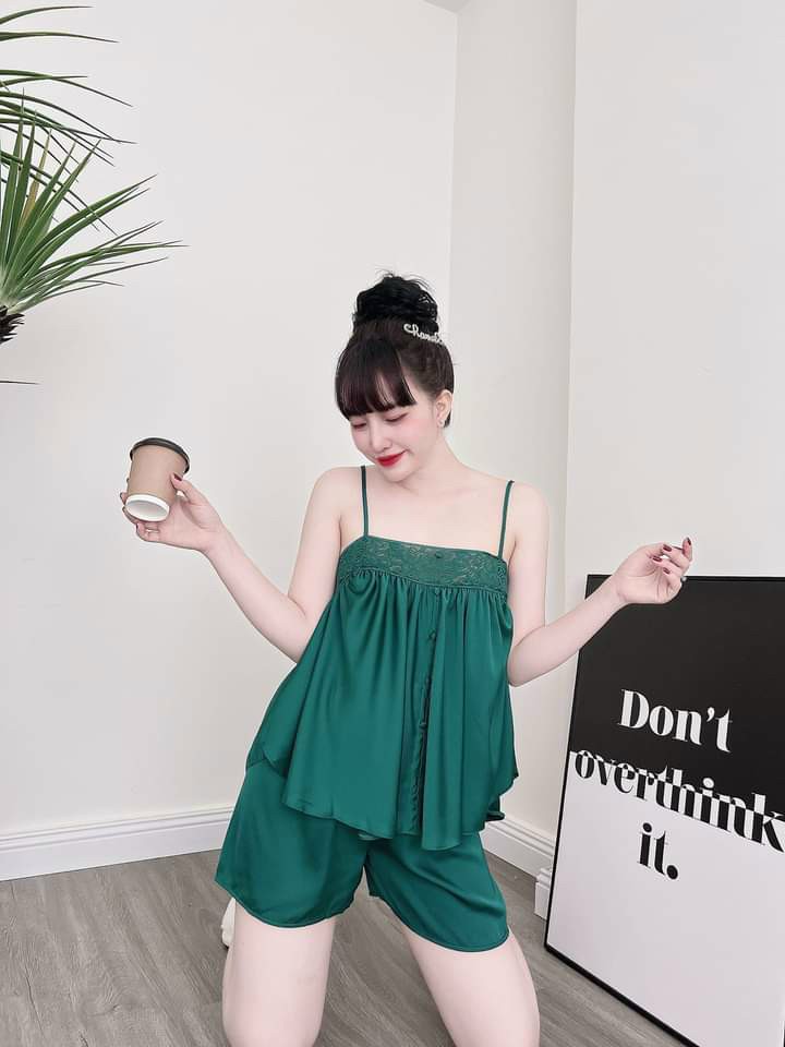 Đồ ngủ nữ sexy 2 dây dễ thương lụa satin cao cấp mặc thoáng mát