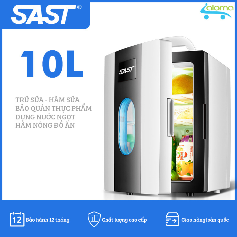 TỦ LẠNH MINI SAST ST10L ĐỰNG MỸ PHẨM CÓ 2 CHẾ ĐỘ NÓNG LẠNH 10 LÍT KÈM NGUỒN ĐIỆN DÀNH CHO TÔ TÔ VÀ GIA ĐÌNH