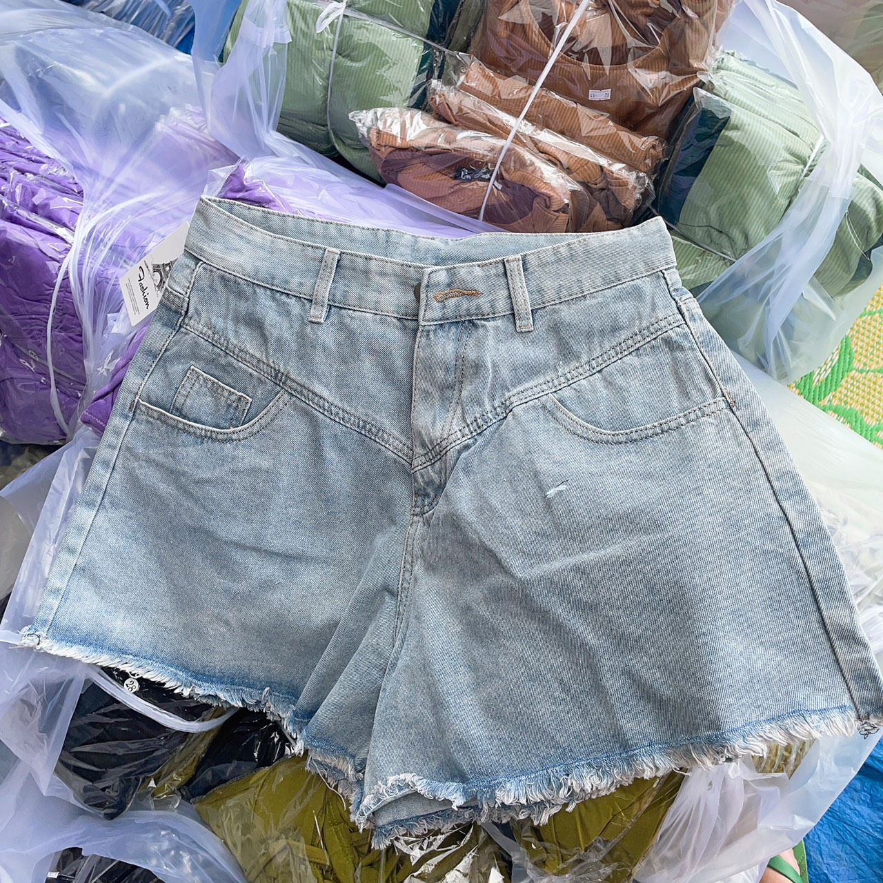 Quần Đùi Bò Cạp Cao Big Size Nữ,Quần Short Jean Bigsize Lưng Cao Dáng Xòe Chữ A Che Bụng Mã J5