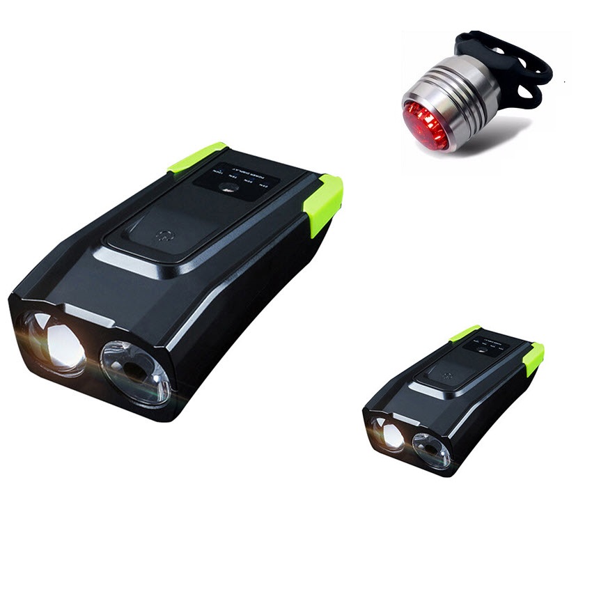 Đèn pha xe đạp có còi T6 tặng 1 đèn led hậu