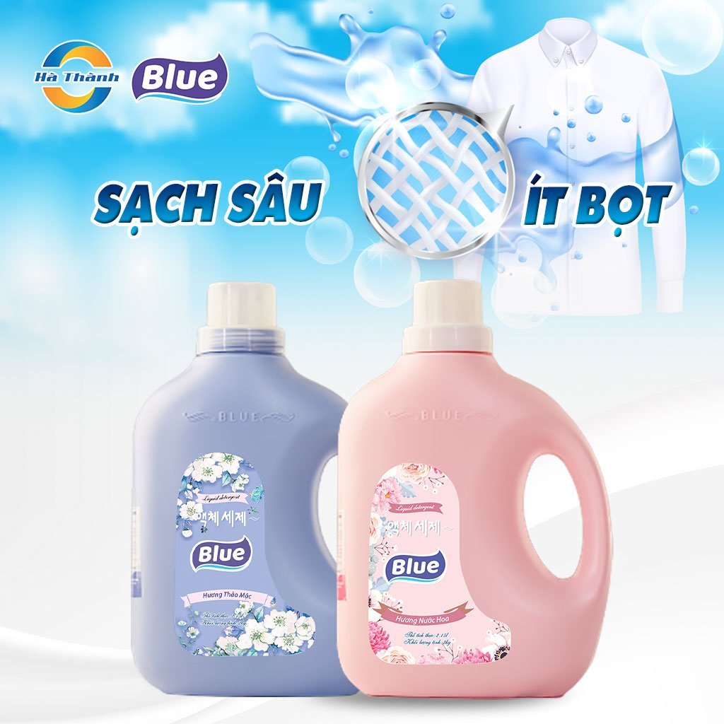 [HCM]Nước Giặt Xả BLue 2000ml (Chai) Công Nghệ (Hàn Quốc) 2 trong 1 [Hương Hoa Hồng]