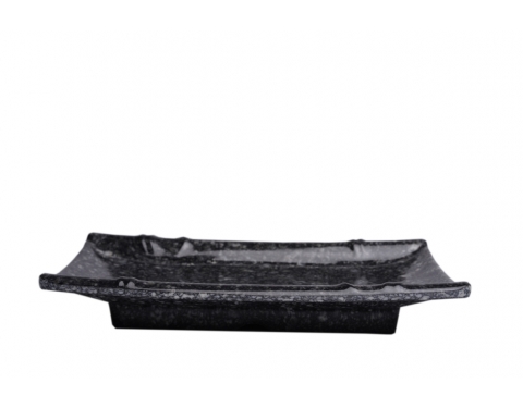 Dĩa Nhựa Melamine Vân Đá Kem/Đen (DCN57)