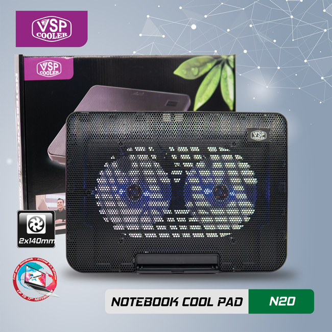 Đế tản nhiệt Laptop Notebook cool pad N20 - 2 fan làm mát