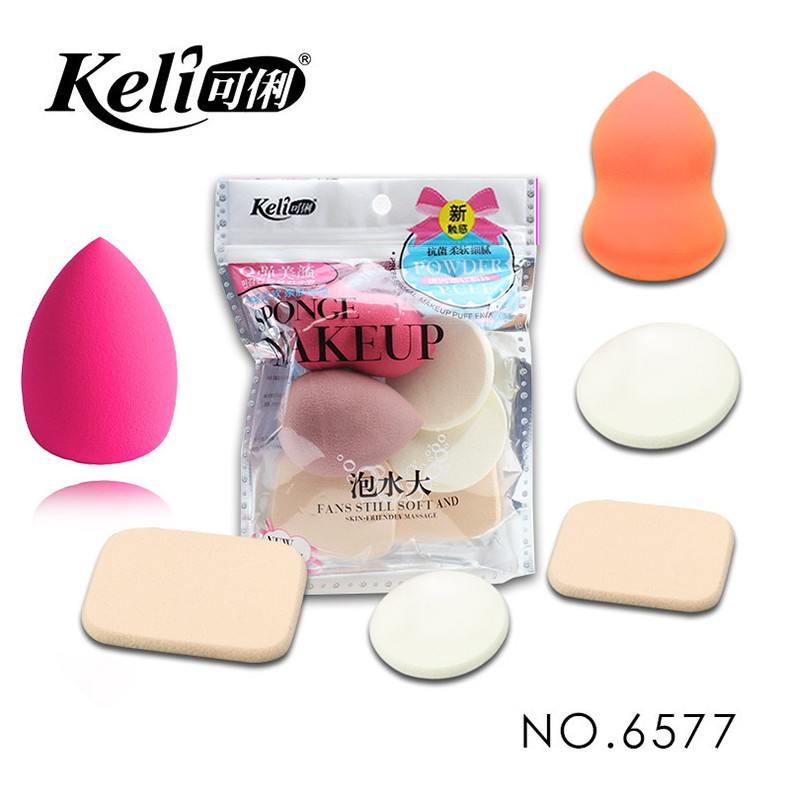 Bộ 6 bông mút trang điểm - mút trang điểm sponge make up - trang điểm – dụng cụ làm đẹp - bộ 6 mút trang điểm sponge make up - bịch 6 miếng - tán kem nền đa năng keli sponge makeup