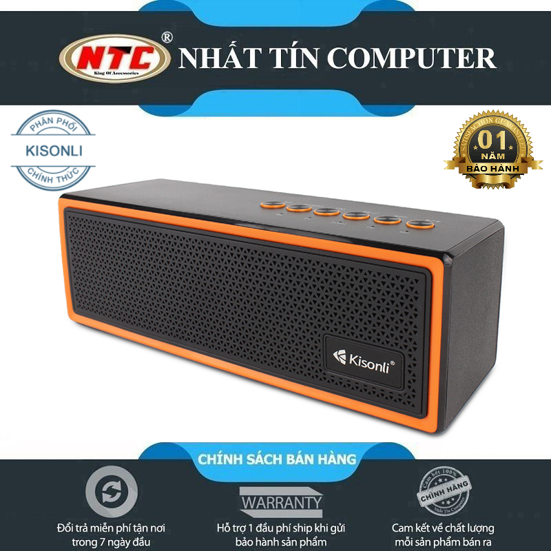 Loa bluetooth Kisonli M8 âm thanh Stereo - thiết kế 3 phím chức năng riêng biệt